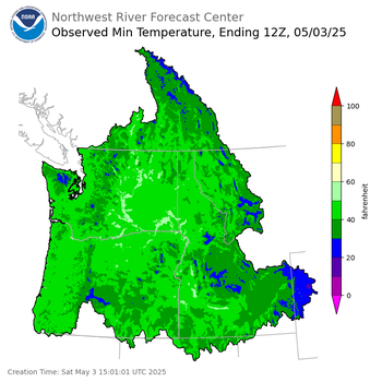 Minimum Temperatures ending Saturday, May 3 at 5 am PDT