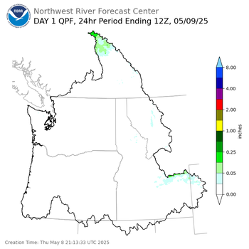 Day 1 (Thursday): Precipitation Forecast ending Friday, May 9 at 5 am PDT