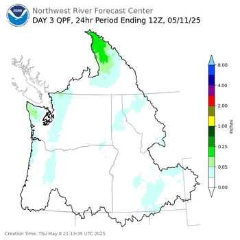 Day 3 (Saturday): Precipitation Forecast ending Sunday, May 11 at 5 am PDT