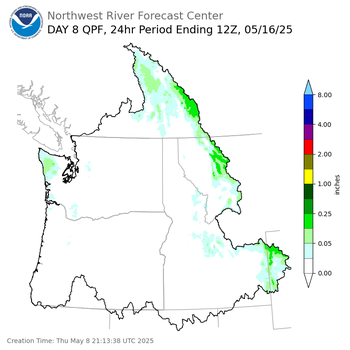 Day 8 (Thursday): Precipitation Forecast ending Friday, May 16 at 5 am PDT