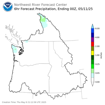 Day 3 (Saturday): 6 Hourly Precipitation Forecast  ending Saturday, May 10 at 5 pm PDT