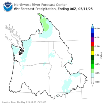 Day 3 (Saturday): 6 Hourly Precipitation Forecast  ending Saturday, May 10 at 11 pm PDT