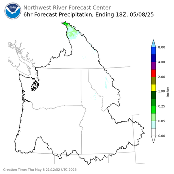 Day 1 (Thursday): 6 Hourly Precipitation Forecast ending Thursday, May 8 at 11 am PDT