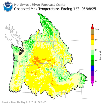Maximum Temperatures ending Wednesday, May 7 at 9 pm PDT