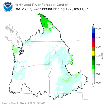 Day 2 (Saturday): Precipitation Forecast ending Sunday, May 11 at 5 am PDT