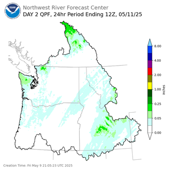 Day 2 (Saturday): Precipitation Forecast ending Sunday, May 11 at 5 am PDT