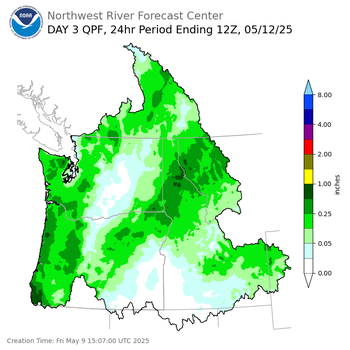 Day 3 (Sunday): Precipitation Forecast ending Monday, May 12 at 5 am PDT