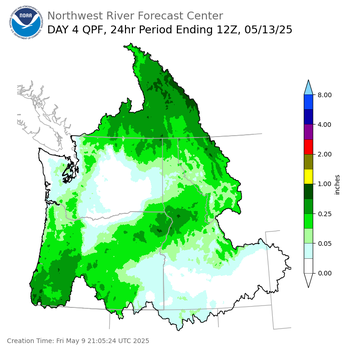Day 4 (Monday): Precipitation Forecast ending Tuesday, May 13 at 5 am PDT