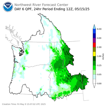 Day 6 (Wednesday): Precipitation Forecast ending Thursday, May 15 at 5 am PDT