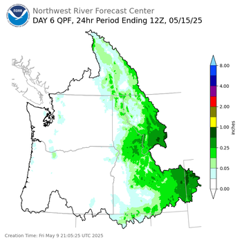 Day 6 (Wednesday): Precipitation Forecast ending Thursday, May 15 at 5 am PDT