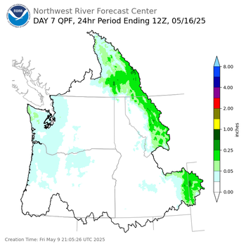 Day 7 (Thursday): Precipitation Forecast ending Friday, May 16 at 5 am PDT