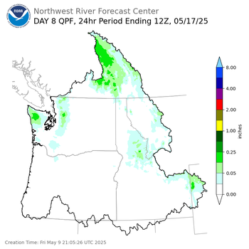 Day 8 (Friday): Precipitation Forecast ending Saturday, May 17 at 5 am PDT