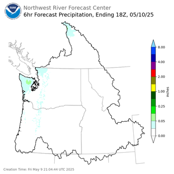 Day 2 (Saturday): 6 Hourly Precipitation Forecast  ending Saturday, May 10 at 11 am PDT