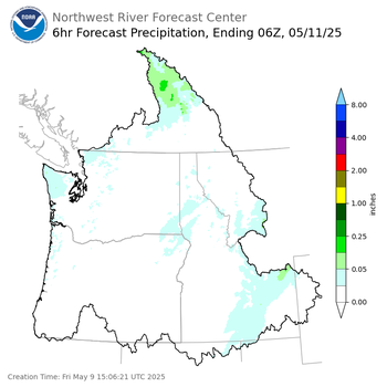 Day 2 (Saturday): 6 Hourly Precipitation Forecast  ending Saturday, May 10 at 11 pm PDT