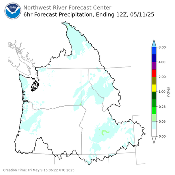 Day 2 (Saturday): 6 Hourly Precipitation Forecast  ending Sunday, May 11 at 5 am PDT