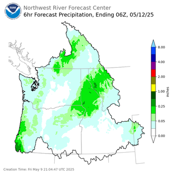 Day 3 (Sunday): 6 Hourly Precipitation Forecast  ending Sunday, May 11 at 11 pm PDT