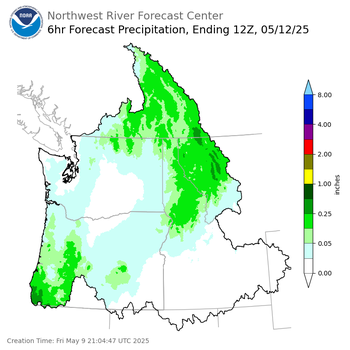 Day 3 (Sunday): 6 Hourly Precipitation Forecast  ending Monday, May 12 at 5 am PDT