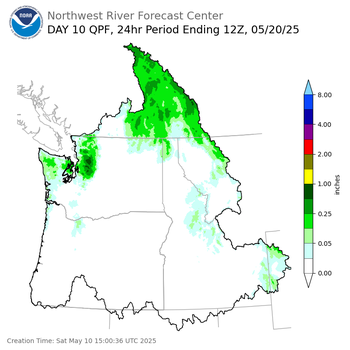 Day 10 (Monday): Precipitation Forecast ending Tuesday, May 20 at 5 am PDT