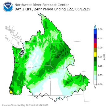Day 2 (Sunday): Precipitation Forecast ending Monday, May 12 at 5 am PDT