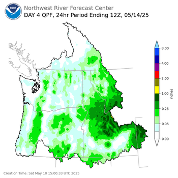Day 4 (Tuesday): Precipitation Forecast ending Wednesday, May 14 at 5 am PDT