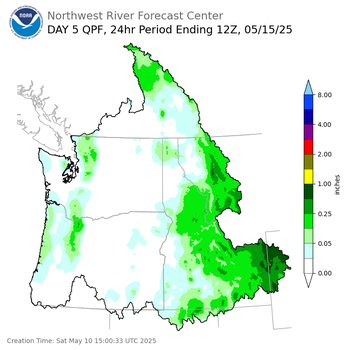 Day 5 (Wednesday): Precipitation Forecast ending Thursday, May 15 at 5 am PDT