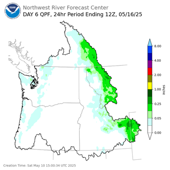 Day 6 (Thursday): Precipitation Forecast ending Friday, May 16 at 5 am PDT