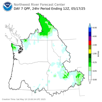 Day 7 (Friday): Precipitation Forecast ending Saturday, May 17 at 5 am PDT