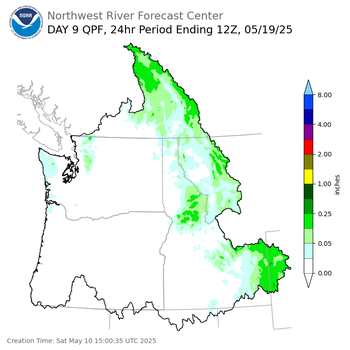 Day 9 (Sunday): Precipitation Forecast ending Monday, May 19 at 5 am PDT
