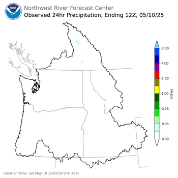 Observed Precipitation ending Saturday, May 10 at 5 am PDT