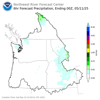 Day 1 (Saturday): 6 Hourly Precipitation Forecast ending Saturday, May 10 at 5 pm PDT