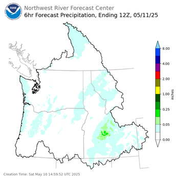 Day 1 (Saturday): 6 Hourly Precipitation Forecast ending Sunday, May 11 at 5 am PDT