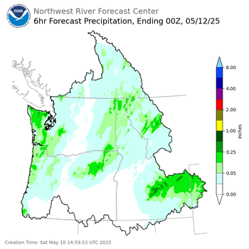Day 2 (Sunday): 6 Hourly Precipitation Forecast  ending Sunday, May 11 at 5 pm PDT