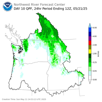 Day 10 (Tuesday): Precipitation Forecast ending Wednesday, May 21 at 5 am PDT