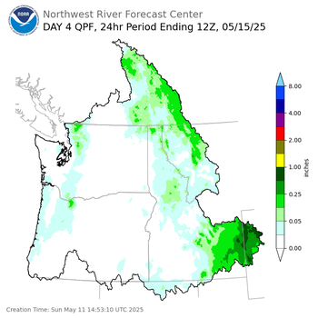 Day 4 (Wednesday): Precipitation Forecast ending Thursday, May 15 at 5 am PDT