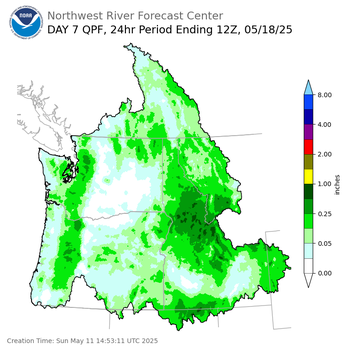 Day 7 (Saturday): Precipitation Forecast ending Sunday, May 18 at 5 am PDT