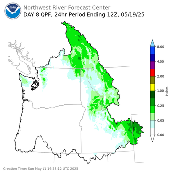 Day 8 (Sunday): Precipitation Forecast ending Monday, May 19 at 5 am PDT