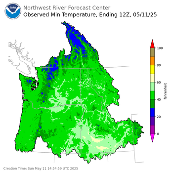 Minimum Temperatures ending Sunday, May 11 at 5 am PDT