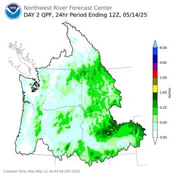 Day 2 (Tuesday): Precipitation Forecast ending Wednesday, May 14 at 5 am PDT