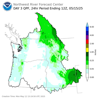 Day 3 (Wednesday): Precipitation Forecast ending Thursday, May 15 at 5 am PDT