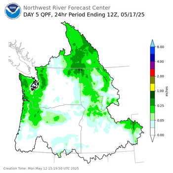 Day 5 (Friday): Precipitation Forecast ending Saturday, May 17 at 5 am PDT