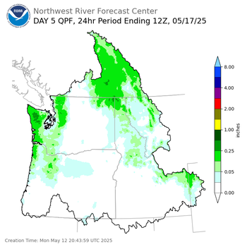 Day 5 (Friday): Precipitation Forecast ending Saturday, May 17 at 5 am PDT