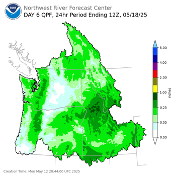 Day 6 (Saturday): Precipitation Forecast ending Sunday, May 18 at 5 am PDT