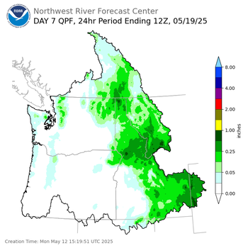 Day 7 (Sunday): Precipitation Forecast ending Monday, May 19 at 5 am PDT