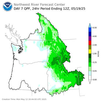 Day 7 (Sunday): Precipitation Forecast ending Monday, May 19 at 5 am PDT