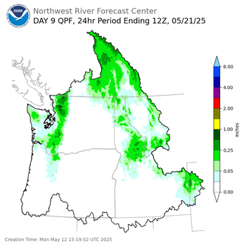 Day 9 (Tuesday): Precipitation Forecast ending Wednesday, May 21 at 5 am PDT