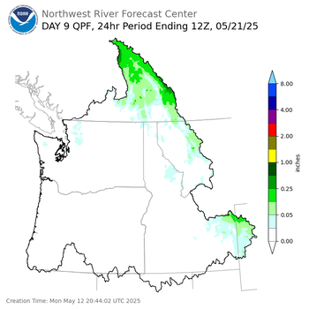 Day 9 (Tuesday): Precipitation Forecast ending Wednesday, May 21 at 5 am PDT