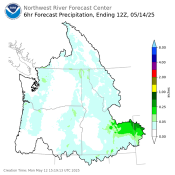 Day 2 (Tuesday): 6 Hourly Precipitation Forecast  ending Wednesday, May 14 at 5 am PDT