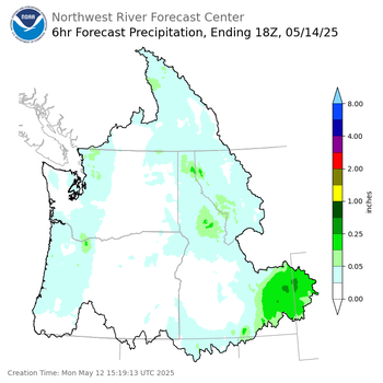 Day 3 (Wednesday): 6 Hourly Precipitation Forecast  ending Wednesday, May 14 at 11 am PDT