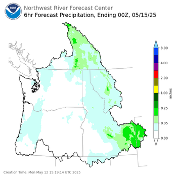 Day 3 (Wednesday): 6 Hourly Precipitation Forecast  ending Wednesday, May 14 at 5 pm PDT