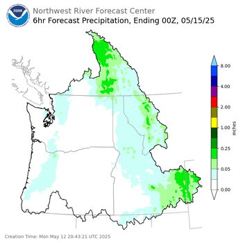 Day 3 (Wednesday): 6 Hourly Precipitation Forecast  ending Wednesday, May 14 at 5 pm PDT
